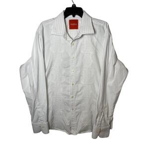 Tommy Bahama Dress Shirt Mens XL White Long Sleeve Stripped Button Up Cotton